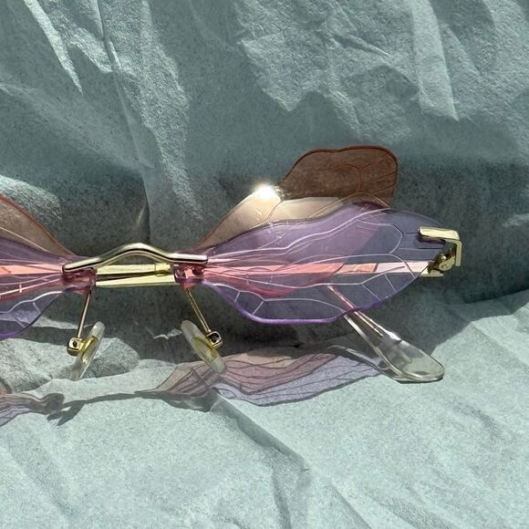 Dragonfly Wings Glasses | Purple, Pink, Orange | Versatile for Summer/Festivals - Picture 7 of 8